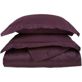 Superior Egyptian Cotton 650 Thread Count Duvet Cover Set, Bed Covers, Includes 1 Duvet Cover, 2 Pillow Shams, Bedding Essentials, Master, Guest, Hotel Bedroom Decor, Full/Queen, Plum