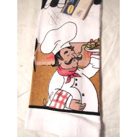 Greenbriar International Fat Chef Styled Kitchen Dish Towel and 2 Pot Holders - New