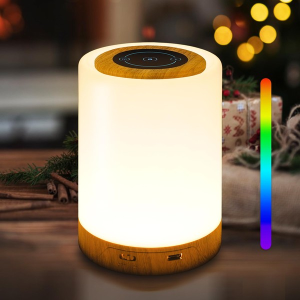 REYLAX Bedside Lamp Touch Dimmable, Mood Light with 12 RGB