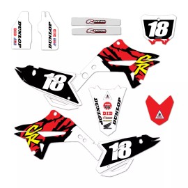 Honda RETRO HONDA NEW 2022 POLISPORT RESTYLE GRAPHIC KIT CR125 CR250 2002 -2007 DECAL - Black Backgrounds White Numbers, 2003-2007 Stock