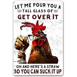 KBKBART Funny Chicken Coop Signs, Farmhouse Chicken Decor Metal Tin Signs for Home Farm, Chic ken Coop Accessories for Kitchen Garden Dec or 8 X 12 Inch