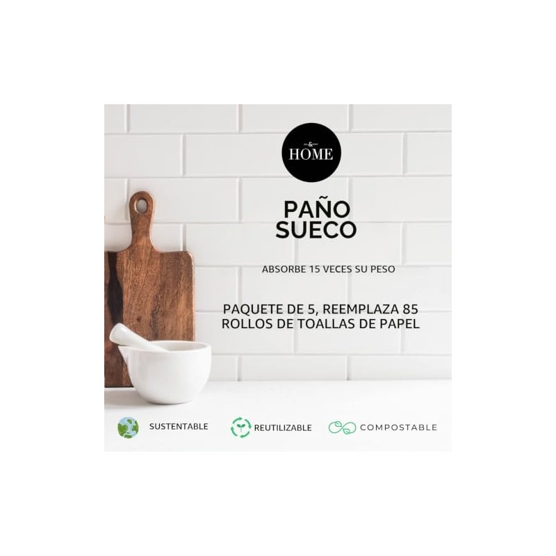 HALL & PERRY - Paños de cocina suecos, 5 unidades,