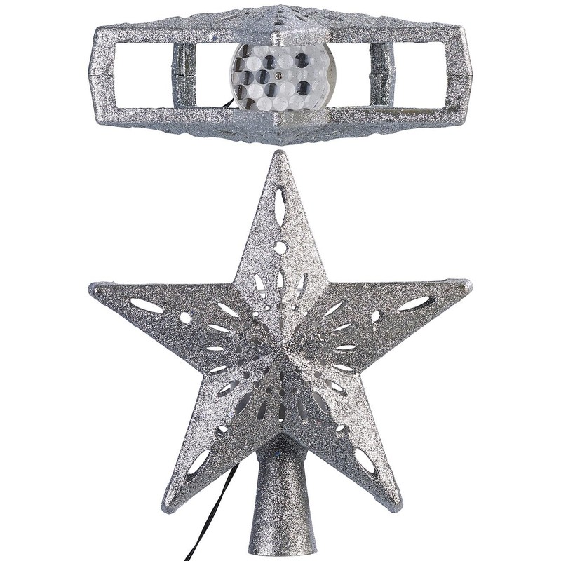 infactory Christmas Tree Toppers: LED Poinsettia Tree Topper with Projector,