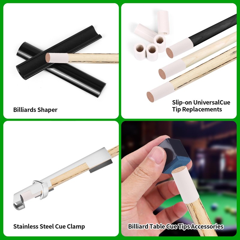 Vefungyan 39pcs Pool Cue Repair Kit: 2 Pool Cue Tip