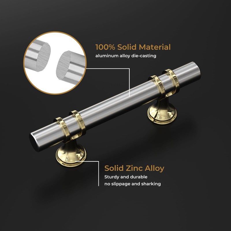 Haliwu 10 Pack Brushed Nickel Cabinet Pulls, Barrel Cabinet Handles