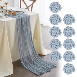 Nialnant Dusty Blue Cheesecloth Table Runner,10 Pack 13Ft Easter Table Runner for Kitchen Dinner,Rustic Table Runner for Blue Party,Wedding Bridal Showers Decorations