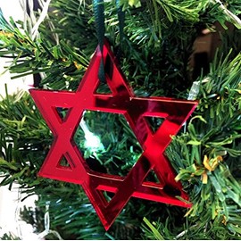 Mirrored Red Star of David Christmas Tree Decoration - Pack of Ten