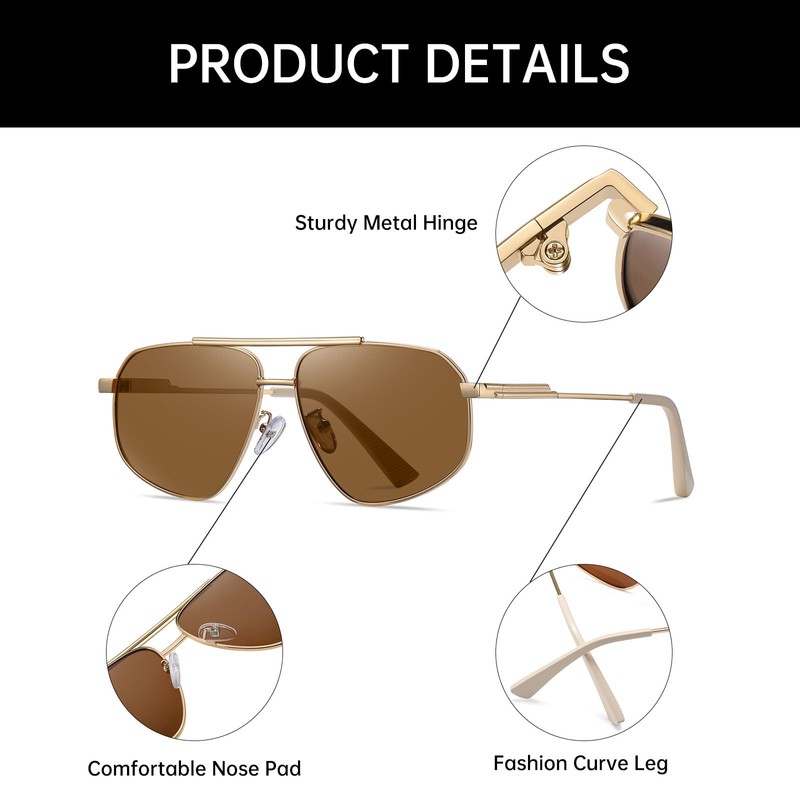 YAMEIZE Polarised Sunglasses Aviator Vintage Round Classic Metal Frame Unisex