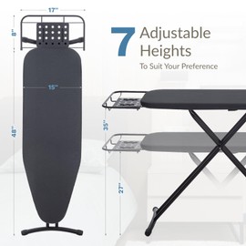 Ironing Board 48x15 with Retractable Iron Rest, RAINHOL Heavy Duty Full Size Iron Board, Sturdy Wide Ironing Boards with Thick Padding Cover, Height-Adjustable, Stable Iron Stand