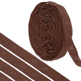 MECCANIXITY 6 Yard Snap Button Tape for Sewing, Cotton Snap Button Trim Fastener Buckles Tape for Clothes Fabric DIY Craft, Dark Brown