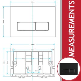 SPARES2GO Luxury Concealed Toilet Cistern Flush Plate Kit for Wall Hung Frame (Matt Black, 245mm x 165mm)