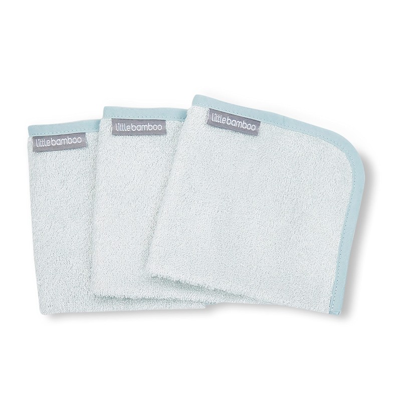 Little Bamboo Towelling Wash Cloth 3Pk - Whisper