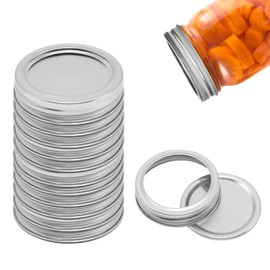 JAKOUE 12 Pairs Wide Mouth Mason Jar Lids & Bands - Reusable Metal Canning Supplies for Ball/Kerr Jars (24-Pack Leak-Proof Airtight Lids)