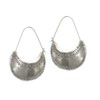 Sterling Silver Large Crescent Boho Statement Earrings, Handmade Half Moon