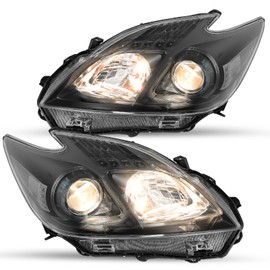 JSBOYAT Halogen Headlight for 2012-2015 Toyota Prius, OE Style Headlamp Assembly Replacement (Black Housing with Clear Reflector)