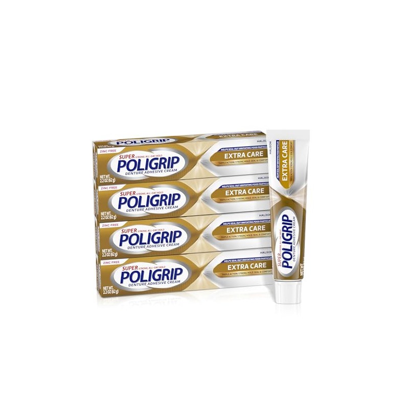 Super Poligrip Extra Care - Crema adhesiva para dentaduras postizas