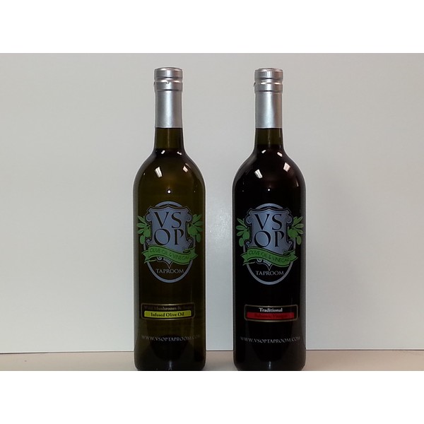 VSOP Organic Wild Mushroom & Sage Infused Extra Virgin Olive Oil & Traditional 18yr Aged Dark Balsamic Vinegar of Modena (2 Bottle) Combo Pack (750 ml / 25.36 oz)