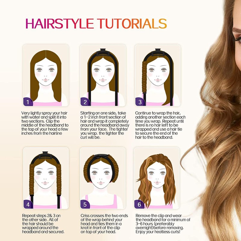 JIEYUCHU Curlers Curls Without Heat, DIY Curlers Overnight Set, Manual