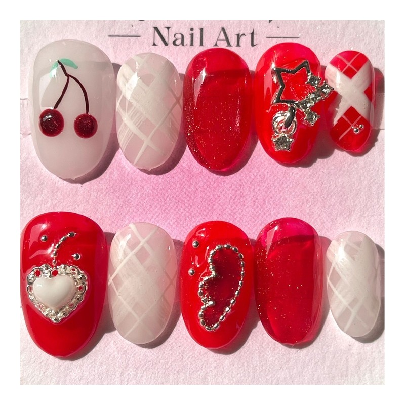 (3+1) Tsetse handmade nail tips - Petit Almond / (3+1)