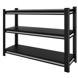 SUPPNEED Adjustable Garage Shelving Heavy Duty 1500LBS Loads, 48”W Large Shelving Units and Storage,48”W×16”D×36”W Garage Storage Shelves,3-Tier Shelving Unit for Warehouses,Kitchen(Black)