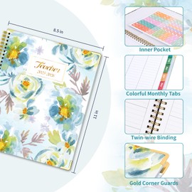 Teacher Planner 2025-2026, August 2025 to July 2026 Academic Year, 8.5" x 11" Lesson Planner Book for Teachers with Colorful Tabs, Spiral Teacher Calendar for Classroom or Homeschool, Hardcover, Blue