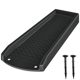 NAACOO Downspout Splash Block, 24" Rain Gutter Downspout Extensions/Extender with 2pc Fixing Nails, Drainage to Protect House Foundations(2 Piece|Black)