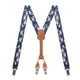 Action Ward Women's Suspenders - 1" Width - Y Back 4 Clip Skinny Ladies Suspenders (Floral 2)