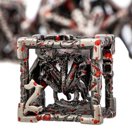ARUOHHA Hollow DND Dice Set Blood Spatter 5-Headed Dragon D and D Dice with Gift Box, Dungeons and Dragons Role Playing Games 7PCS Metal Polyhedral Dice RPG D&D Dice Set D20 D12 D10 D8 D6 D4