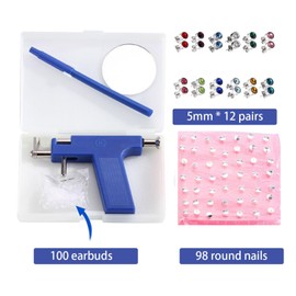 TAFACE 200 Pieces Ear Piercing Kit with 12 Pairs Colorful Stud Earrings, Ear Piercing Tool, Ear Piercing Gun, Suitable for Home Use, Stainless Steel