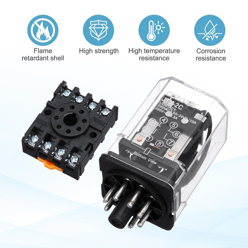 sourcing map DPDT Electromagnetic Power Relay, AC 220V Coil 10A