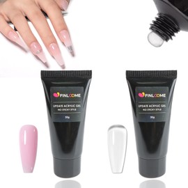 FINLOOME Pink Poly Nail Gel, 30g Poly Extension Gel Update No Sticky Nude Poly Acrylic Gel Clear Color