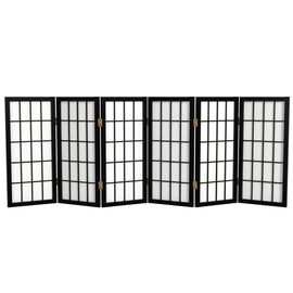 2 ft. Short Desktop Window Pane Shoji Screen - Black - 6 Panels