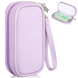 Teircno Tampon Holder for Purse, Portable Period Bag with Handle,Travel Pads Tampons Pouch, Pu Leather Small Tampon Organizer Case for Feminine Products, Waterproof Period Bags for Women