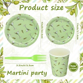 Zhehao 96 Pcs Martini Party Plates Supplies a Tini Bit Older Party Tableware Decorations Disposable Plates Cups Forks for Birthday Wedding Bachelorette Bar Party Favor