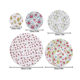 Kellegour Pack of 5 Food Covers, Reusable, Stretchy Lids, Waterproof, Reusable Fabric Cover for Home, Picnics, Offices, Travel (Floral Pattern)