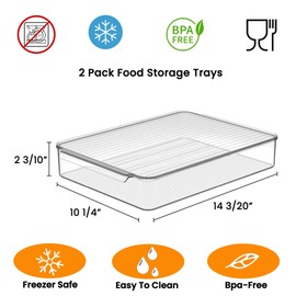 vacane 2 Pack Deli Meat Container for Fridge, Bacon Container with Lids for Refrigerator Fruit, Cold Cuts, Cheese Keeper Marinade Tray, Stackable Freezer Storage Containers