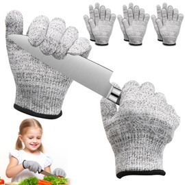 BORISCA 3 Pairs of Level 5 Cut Protection Gloves Children, Gloves Cut Resistant Children's Work Gloves, Carving Gloves for Children (XXS)