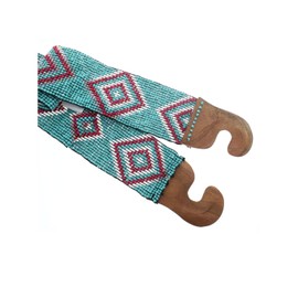 HHH Designs Turquoise with Red Diamonds Handmade Elastic Stretchy Beaded Bali Belt