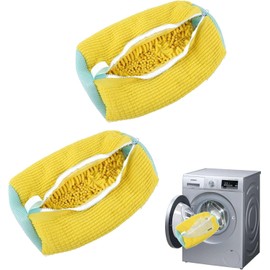 HUHSWOF Shoe Wash Bag, Washing Machine, Shoe Wash Bag, 39 x 19 cm, 2024 Upgraded, Reusable Shoes Wash Bag, Quality Zips (Yellow, 2 Pieces)