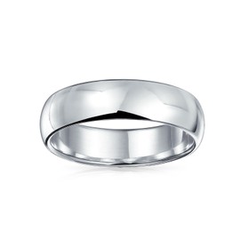 Unisex Simple Traditional Couples .925 Sterling Silver Dome Wedding Band Ring For Women Men 5MM Comfort Fit