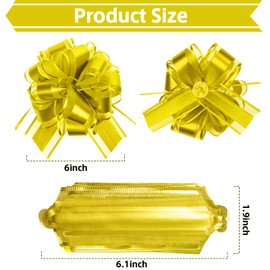 SZXFUWEI Pull Bows for Gift Wrapping: 8 PCS 6-Inch Waterproof Tyrant Gold Bows - Reusable Mother's Day Ribbon Bow for Wrapping Boxes & Decorative Accents