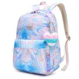 Caran·Y Kids Backpack Girls and Boys Classic School Backpack Light Weight Two Size Multi-pocket Suitable for ages 6+ and above（Blue Purple）