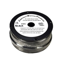 12 AWG Tinned Marine Primary Wire, Black, 50 Feet