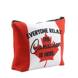 TSOTMO Canadian Gift Canada Flag Zipper Pouch Cosmetic Bag for Canadian Canada Gift Canada Trip Travel Toiletry Bag Canada Travel Souvenir (Canadian is here)