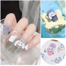 3D Cartoon Dog Nail Charms and Gems Set 30Pcs Blue Pink Cute Animals Nail Jewelry Rhinestones Charms for Nails DIY Manicure Kawaii Nail Decoration Accessories