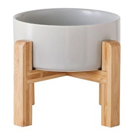 Petygooing Grey Elevated/Raised Ceramic Dog Bowl for Small Breeds, Dog Food Water Dish with Stand,Pet Feeding Bowl with Anti Slip Rubber for Cats and Small Dogs Puppy 13.5 OZ (5.1In / 1.7 Cups)