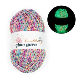 100g/3.5oz BulingBuling Acrylic Glow in The Dark Yarn,Colourful Yarn -Worsted Fine #2 Yarn - 240M/262Yards ，Beginners Yarn for Crochet and Knitting