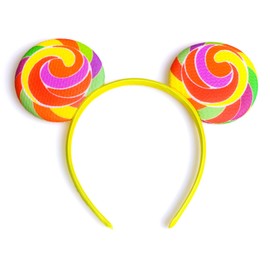 TOP HUNTER Lollipop Mouse Ears Headband – Colorful Sequin Costume Hair Accessory for Party Supplies