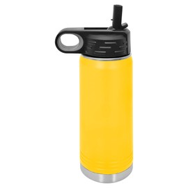 Polar Camel 20 oz Stainless Steel Water Bottle with Flip Top Lid and Straw (Yellow)