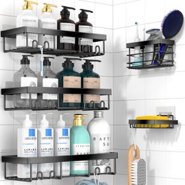 Moforoco Adhesive Shower Caddy Organizer Shelves Rack - 5 Pack Corner Bathroom Storage Organization, Home & Kitchen Decor Inside RV Accessories, Hanging First Apartment Household Camper Essentials | Moforoco